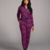 Tella Women's African Print Pajama Set (Navy Magenta Adire) - Image 11