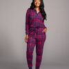 Tella Women's African Print Pajama Set (Navy Magenta Adire)