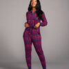 Tella Women's African Print Pajama Set (Navy Magenta Adire) - Image 6