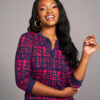 Tella Women's African Print Pajama Set (Navy Magenta Adire) - Image 3