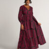 Abiba Women's African Print Maxi Dress (Black Magenta Tribal) - Image 4