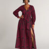 Abiba Women's African Print Maxi Dress (Black Magenta Tribal)