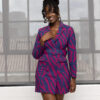 Aniq Women's African Print Stretch Blazer Dress (Berry Zebra Abstract) - Image 6