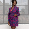 Aniq Women's African Print Stretch Blazer Dress (Berry Zebra Abstract) - Image 8