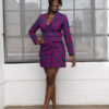 Aniq Women's African Print Stretch Blazer Dress (Berry Zebra Abstract) - Image 2
