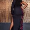 Elemi Women's African Print Stretch Color-Blocked Gown (Black Peach Tribal) - Image 5