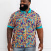Femi Men's African Print Polo (Tropical Stamp) - Image 5