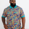 Femi Men's African Print Polo (Tropical Stamp) - Image 2