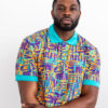 Femi Men's African Print Polo (Tropical Stamp)