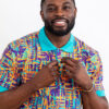 Femi Men's African Print Polo (Tropical Stamp) - Image 4