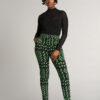 Talia Women's African Print Stretch Pants (Moss Black Geometric) - Image 4