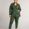 Talia Women's African Print Stretch Pants (Moss Black Geometric) - Image 3