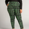 Talia Women's African Print Stretch Pants (Moss Black Geometric)