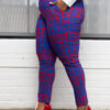 Talia Women's African Print Stretch Pants (Red Blue Adire) - Image 2