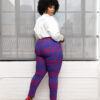 Talia Women's African Print Stretch Pants (Red Blue Adire) - Image 4