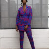 Talia Women's African Print Stretch Pants (Red Blue Adire) - Image 3