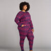 Tella Women's African Print Pajama Set (Navy Magenta Adire) - Image 4