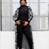 Aisha Women's African Print Cardigan (Grayscale Tribal) - Image 4