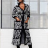 Aisha Women's African Print Cardigan (Grayscale Tribal)