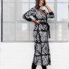 Aisha Women's African Print Cardigan (Grayscale Tribal) - Image 3