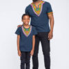 Men's African Print Dashiki T-Shirt (Navy) - Image 2