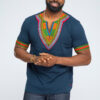 Men's African Print Dashiki T-Shirt (Navy)