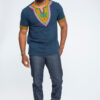 Men's African Print Dashiki T-Shirt (Navy) - Image 5